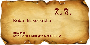 Kuba Nikoletta névjegykártya